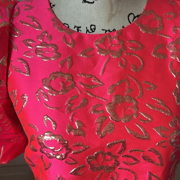 NWT Lilly Pulitzer Pratt Puff sleeve pink gold brocade top Sz XS SM - Picture 7 of 13